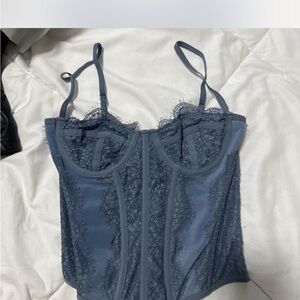 Urban Outfitters Blue Lace Corset Top